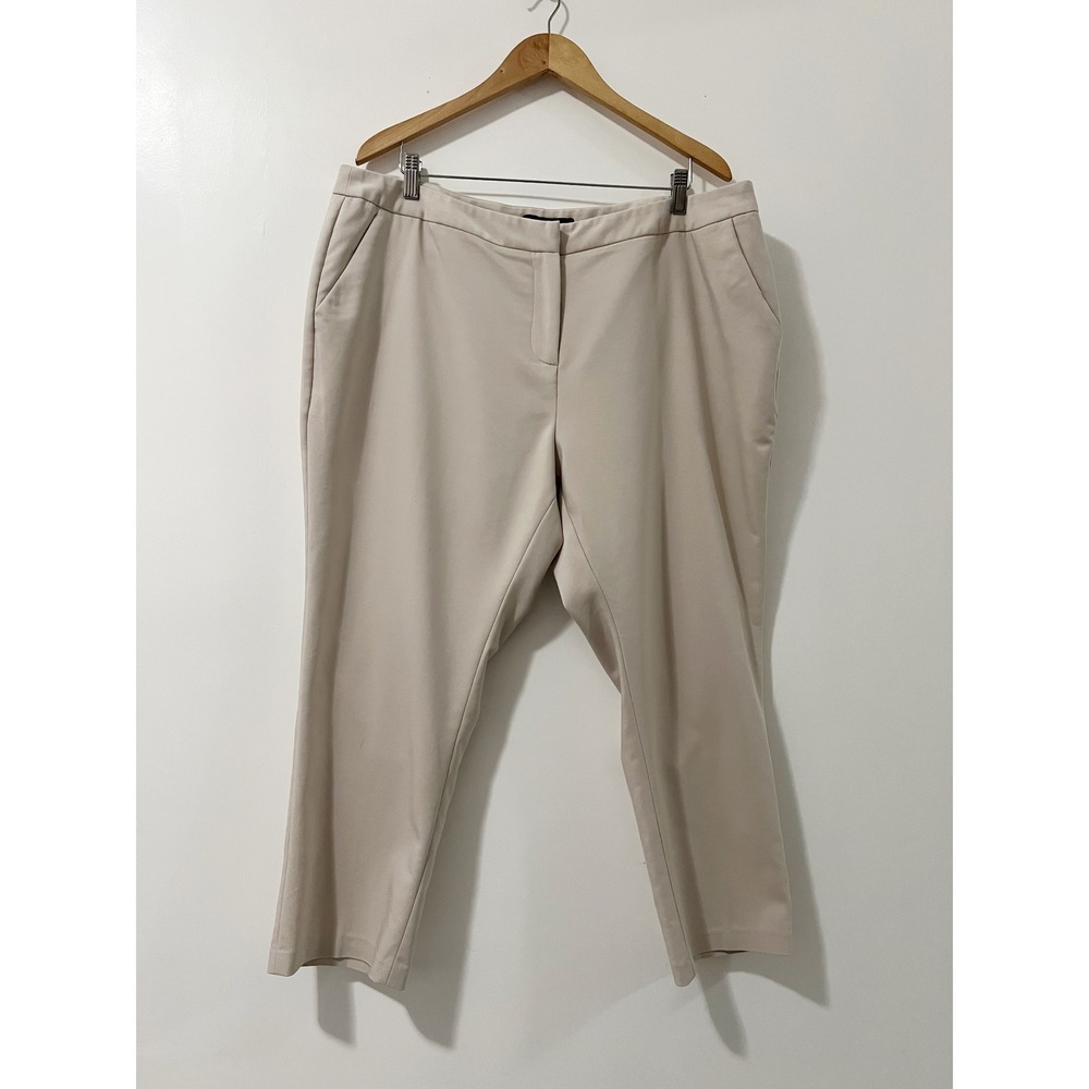 Amanda + Chelsea Beige Ankle Dress Pants Womens 18W Straight Leg Slim Trousers